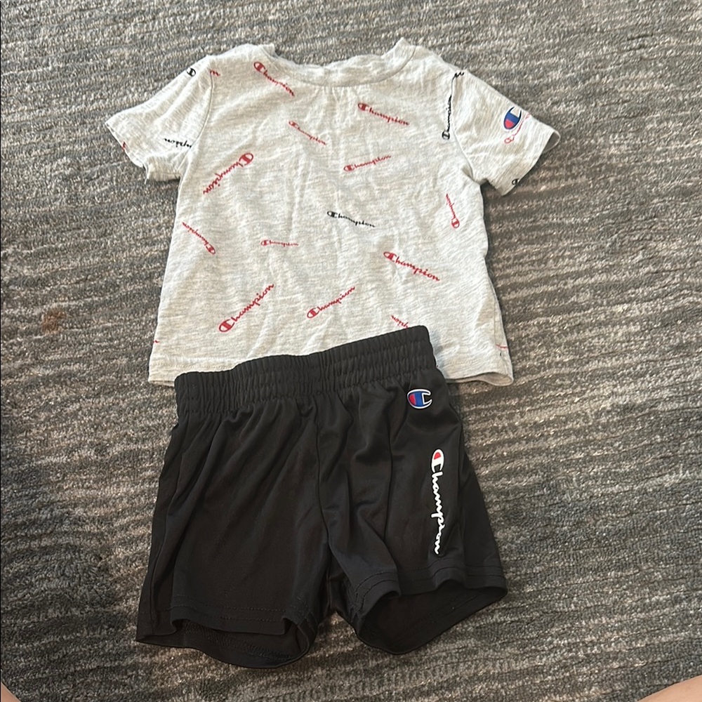 Champion Kids Gray Tee and Black Shorts Set - Picture 1 of 3